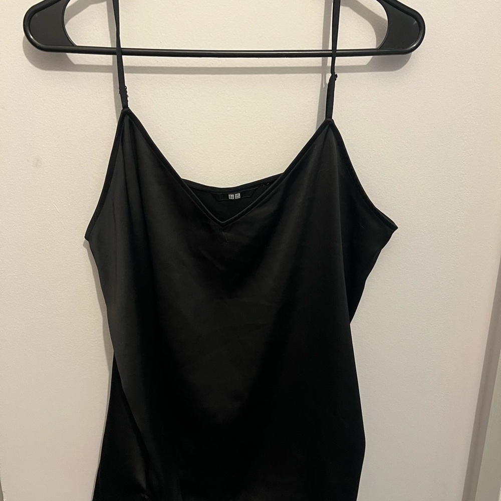 Uniqlo Black Satin Cami Tank Top
